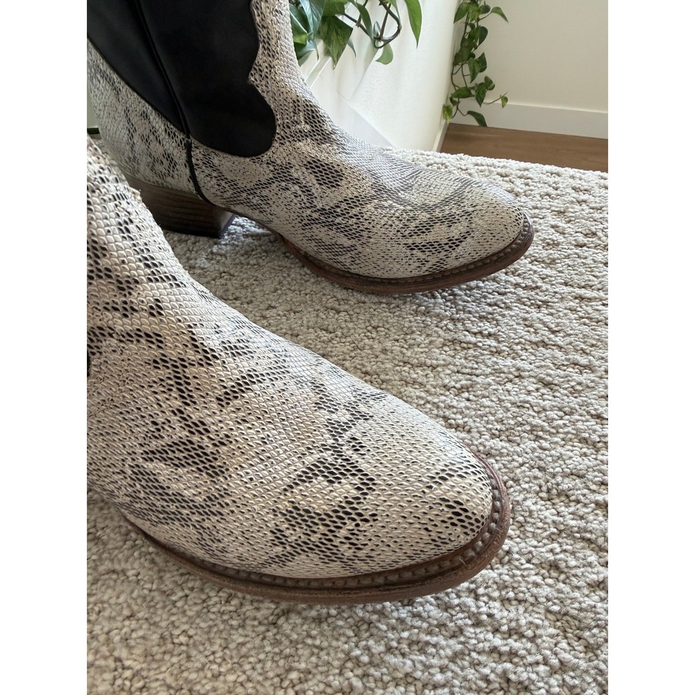 Freebird BY STEVEN WHISPER Tall Western Boots 9 Snakeskin Leather Embroidered - Picture 4 of 16